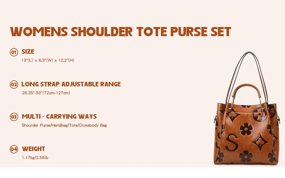 Women's Top-handle Handbags Large Shoulder Bag Embossed Leather Top Handle Handbag Set Ladies Bucket Hobo Tote For Work Travel