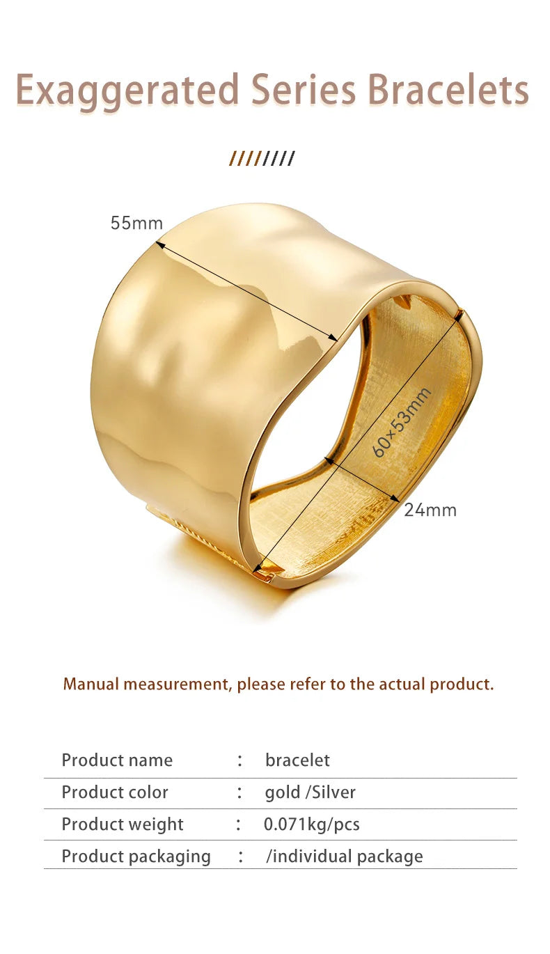 2025 Punk Hip Hop Wide Asymmetric Bangles Bracelets For Women Statement Alloy Bangles Men Jewelry Femme Accessories Manchette