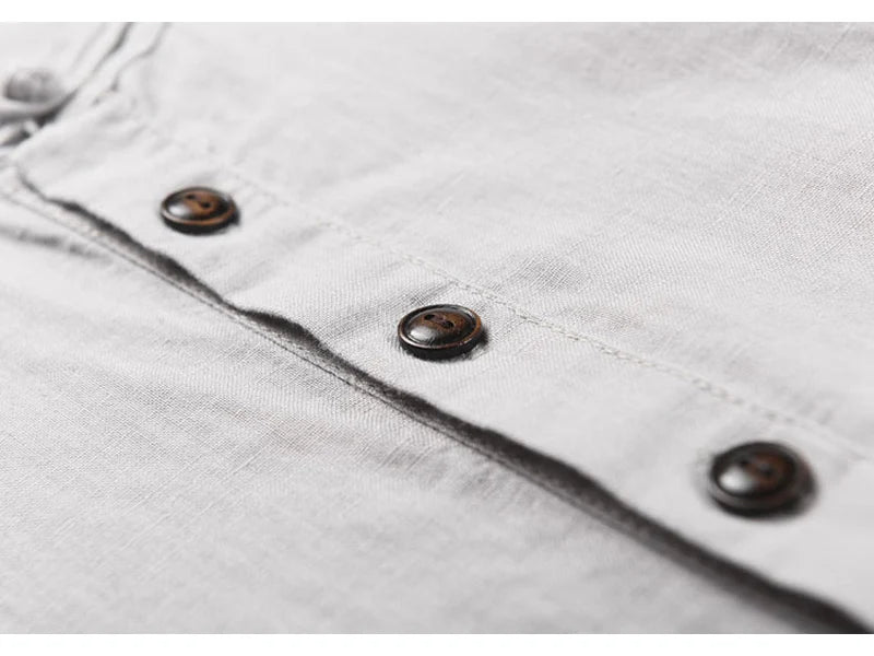 Streetwear Summer Fashion Shirt Men Short Sleeve Casual Cotton Linen Shirt Hombre Round Collar Designer Leisure T-shirt Men