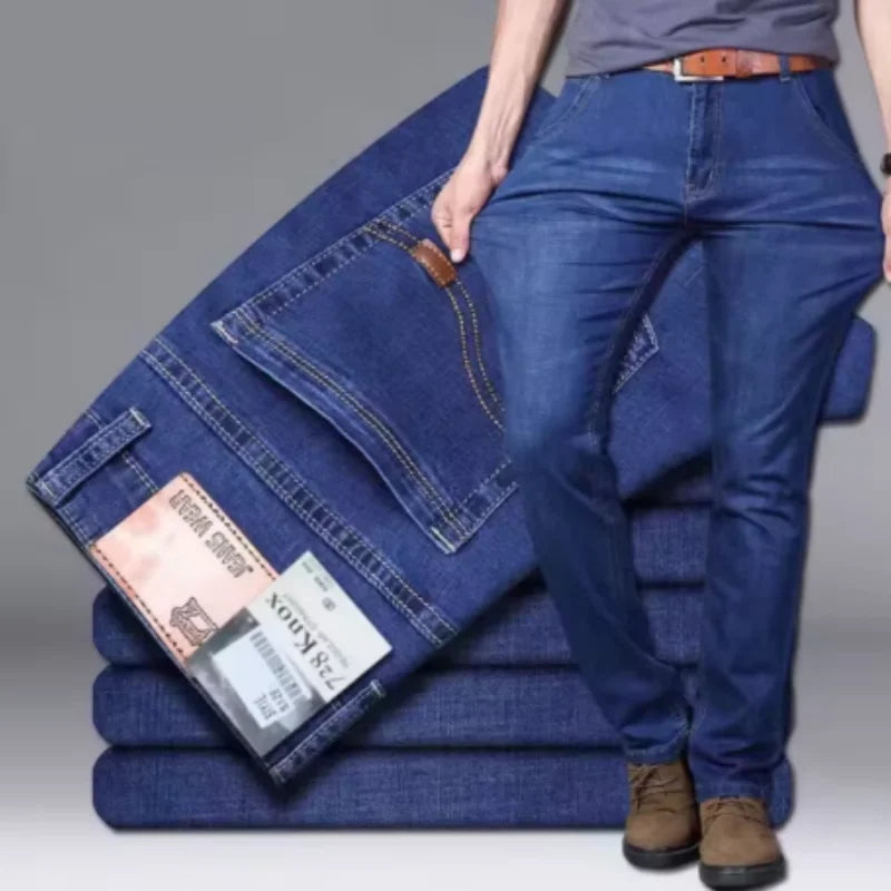2025 Men's New Men's Fashion Casual Jeans Classic Style Casual Stretch Slim Fit Jeans Men's Denim Pants Black Blue Men's Style