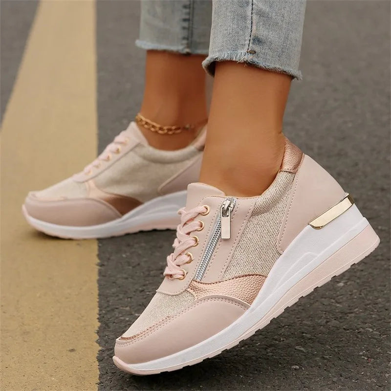 New Women's Wear-resistant Wedge Sneakers Lightweight Female Shoes Womens Vulcanized Shoes Breathable Shoes