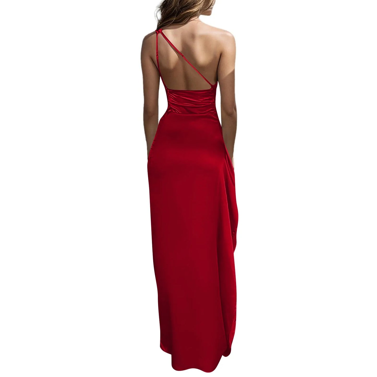 Sexy dresses for women Satin Backless Slim party Long Dress One Shoulder HighSplit Cocktail dress Wedding evening dresses elbise