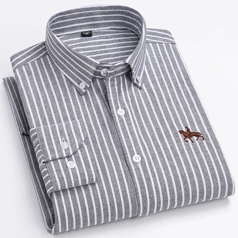 New in shirt 100%cotton plus size long-sleeve shirts for men slim fit formal fashion office shirt hight qulity plaid clothes