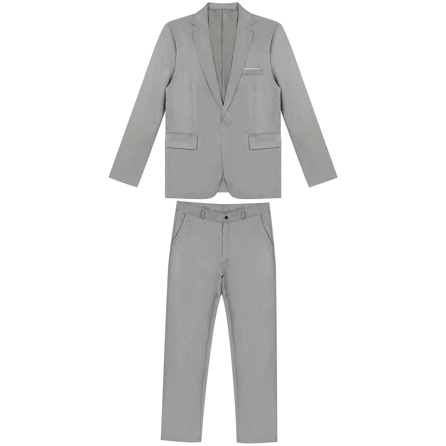 Men Gentleman Suit 2Pcs Formal Uniform Long Sleeve Lapel Blazer Jacket with Pants Office Meetings Business Wedding Party Outfits