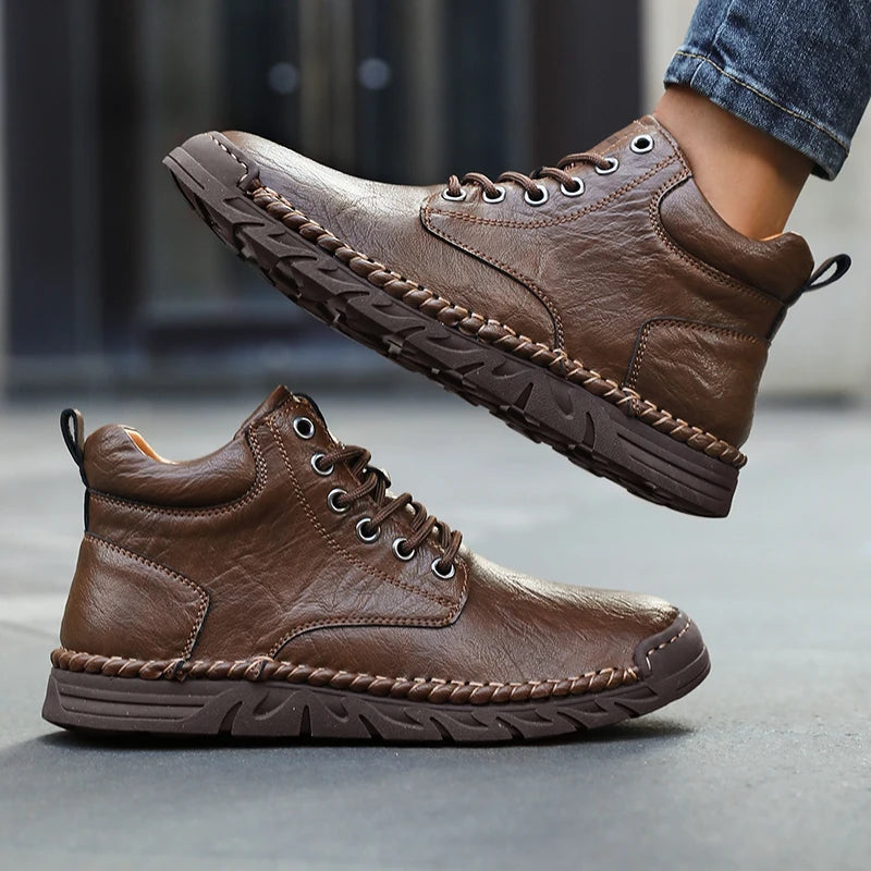 Women's Barefoot Sports Shoes Handmade Men's Boots Ankle Winter Happy Shoes Autumn Outdoor Hiking Boots High Top Shoes Anti Slip