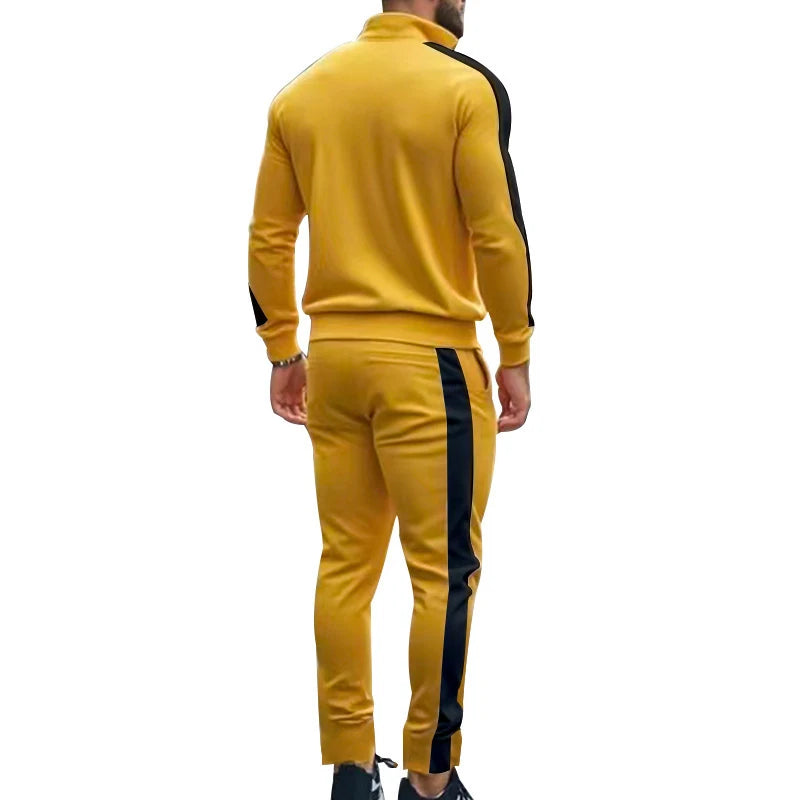 Casual Tracksuits Mens Autumn Fashion Side Striped Jackets And Pants Two Piece Sets For Men Sports Fitness Sweatsuits Streetwear