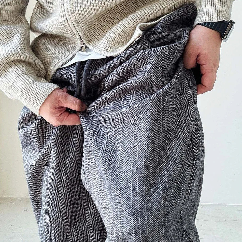 Mens Pants Casual Acrylic Pants Autumn Streetwear Fashion Personality Versatile Trend Comfort Wide-Leg Pants Men'S Clothing