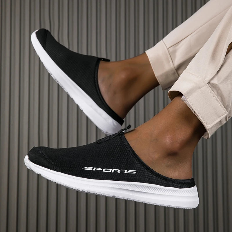 Men's Summer Slip-On Shoes Lightweight Casual Half Slippers for Women's Outdoor Soft Bottom Support Walking Shoes Size 36-46