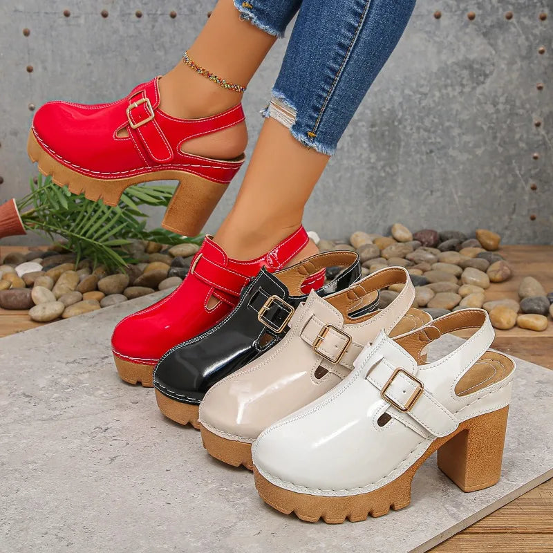 Super High Heels Sandals for Women Round Toe 2025 Summer Chunky Heel Comfortable Shoes Closed Toe Sophisticated Women's Shoes
