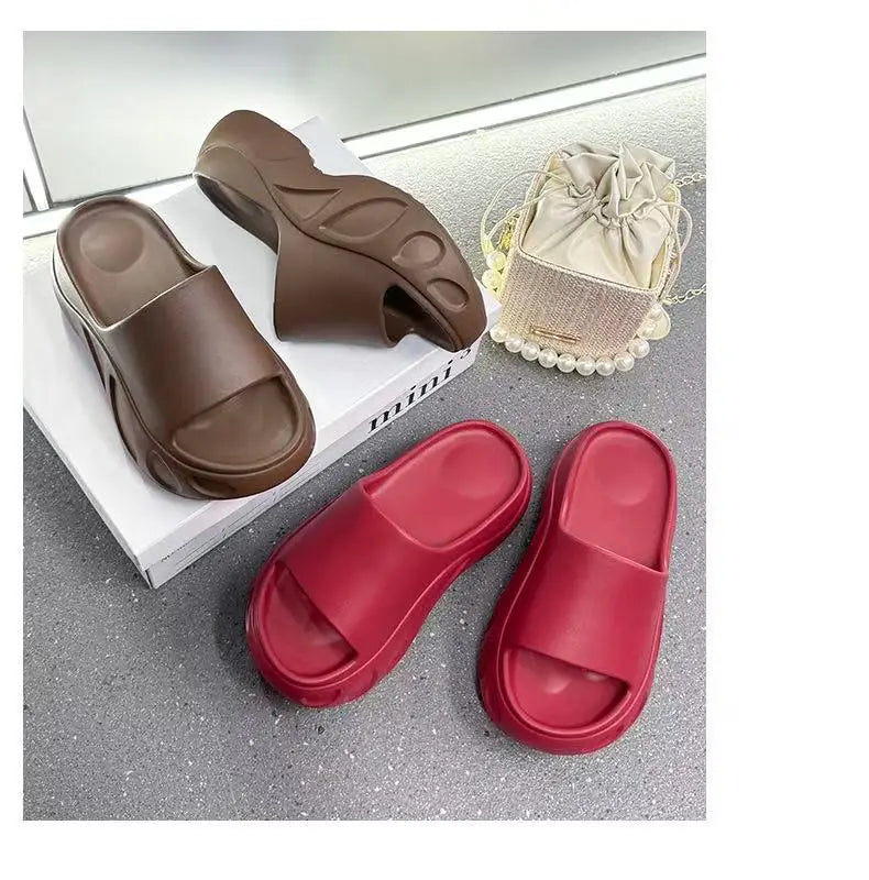 2025 New Women Sandals Women Slippers Black Wedge Platform Open Toe Women Orthopedics Thick Bottom Beach High Heels Slides