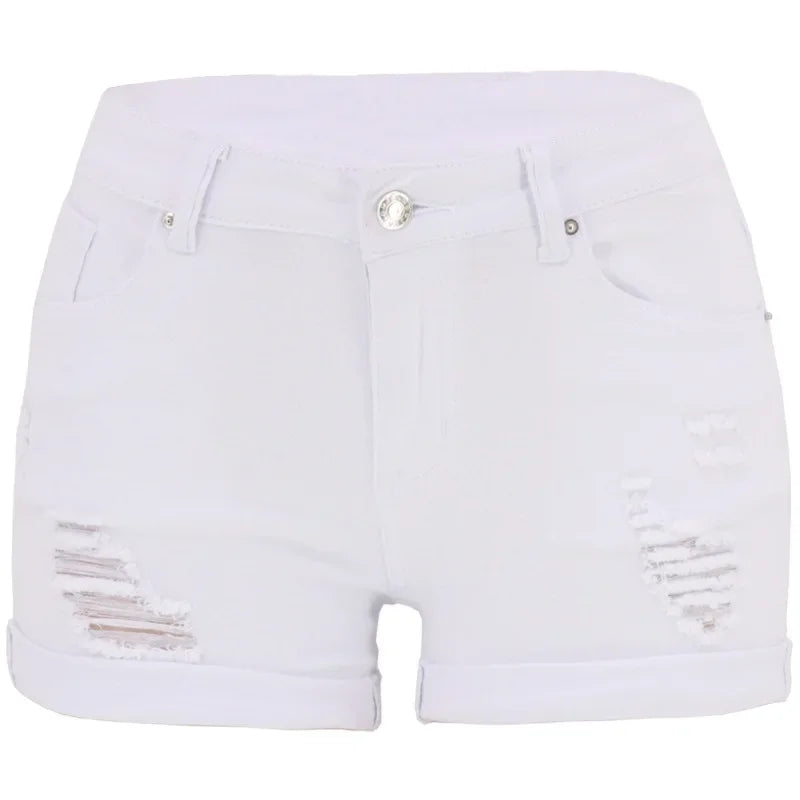 Denim Jeans Women Denim Shorts Stretch Skinny Ripped Hole Bodycon Slim Low Waist Jegging Leisure Sexy Trousers Shorts Streetwear