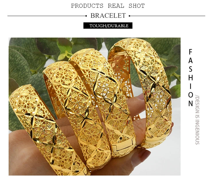 ANIID Dubai 24K Gold Plated Jewelry Bangle Wedding Party Gifts Arabic Women Braclets Indian Bangle Charm Bracelets Wholesale