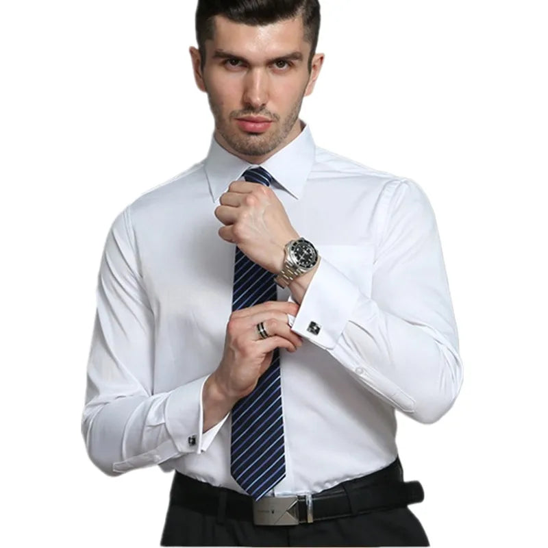 Men's Blue Long-sleeved Dress Shirts, Single-breasted Lapel Vertical Striped Shirt Men, White,Purple,Black,Pink,Yellow Optional