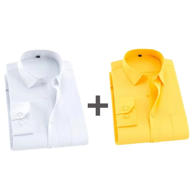 2025 Men Shirt Fashion Causal Long Sleeved Male Dress Social Business Brand Shirts Comfort Soft Weeding Party White Gift Shirts
