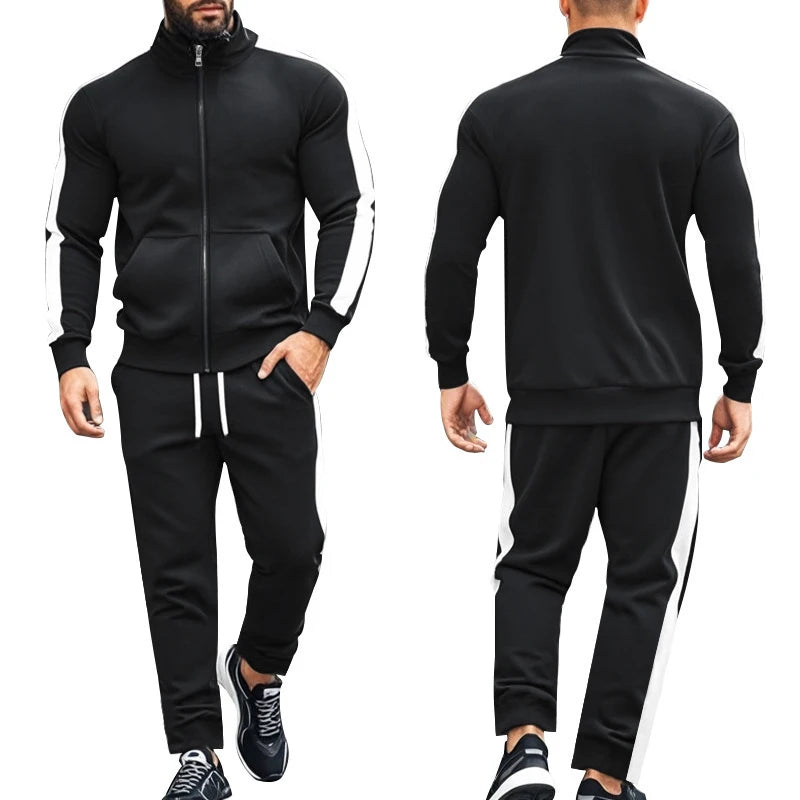 Casual Tracksuits Mens Autumn Fashion Side Striped Jackets And Pants Two Piece Sets For Men Sports Fitness Sweatsuits Streetwear