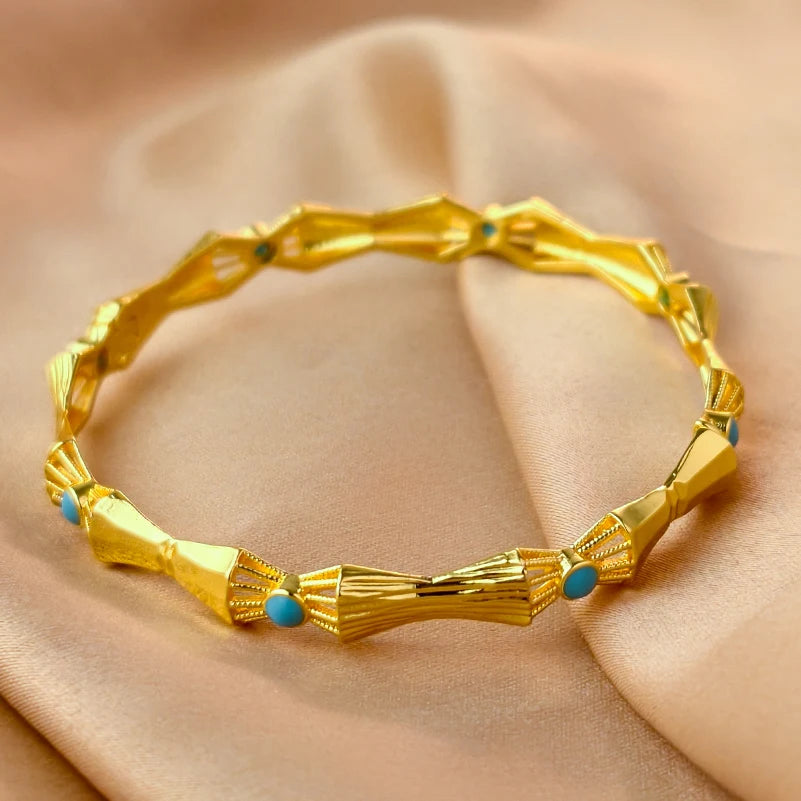 Dubai Gold Plated 24K Bangles for Women Jewelry Exaggerated Style Bracelets Banquet Party Bijoux Nigeria Wedding
