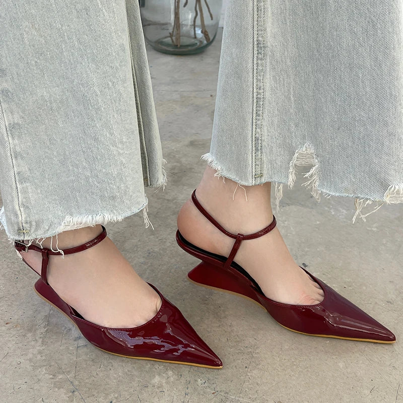 Fashion Wedges Shoes For Women Pointed Toe Female Footwear New 2026 Casual Ladies High Heels Sandals Slingbacks Heel Pumps