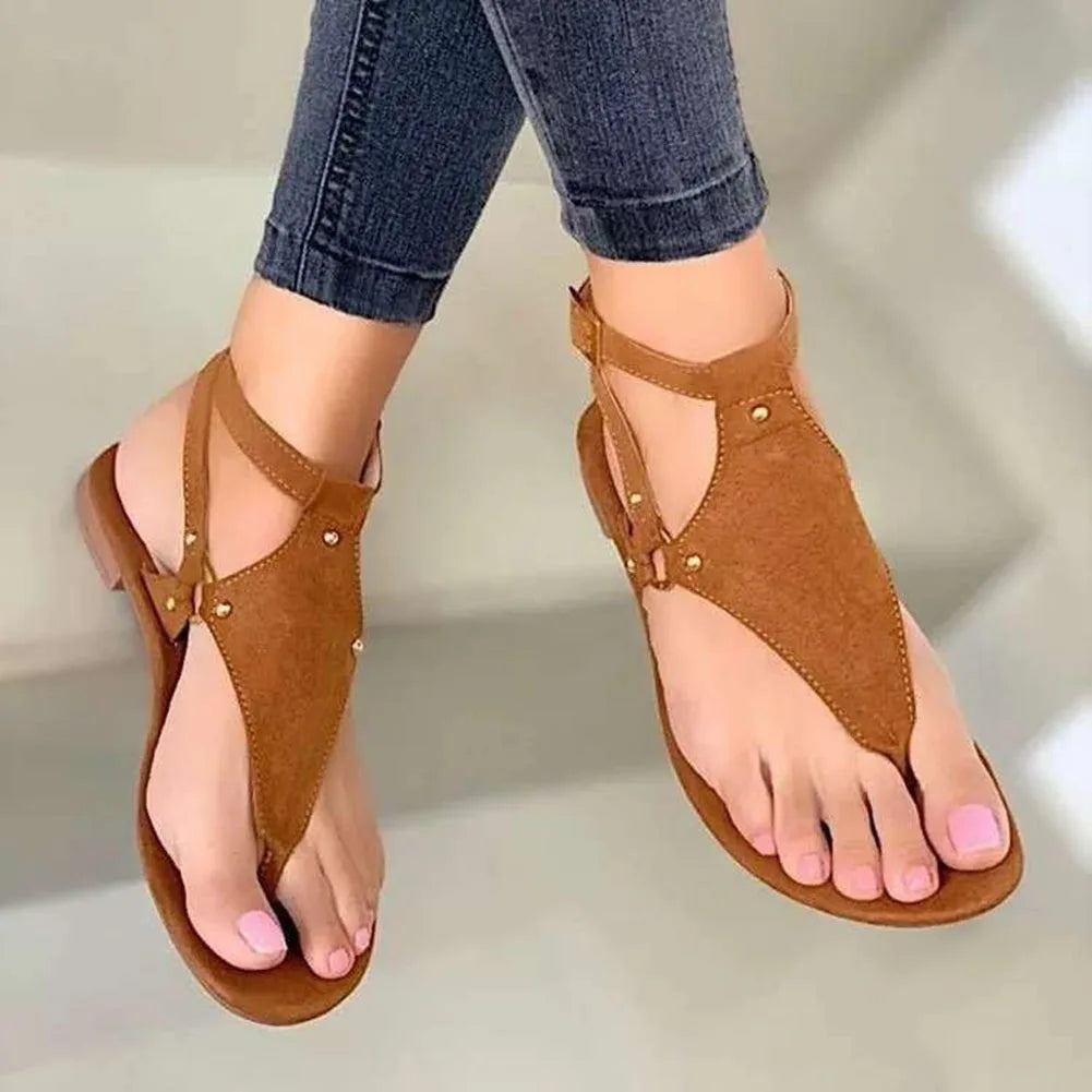 Women's Sandals Simple Clip Toe Flat Shoes Herringbone Shoes Outdoor Sandals