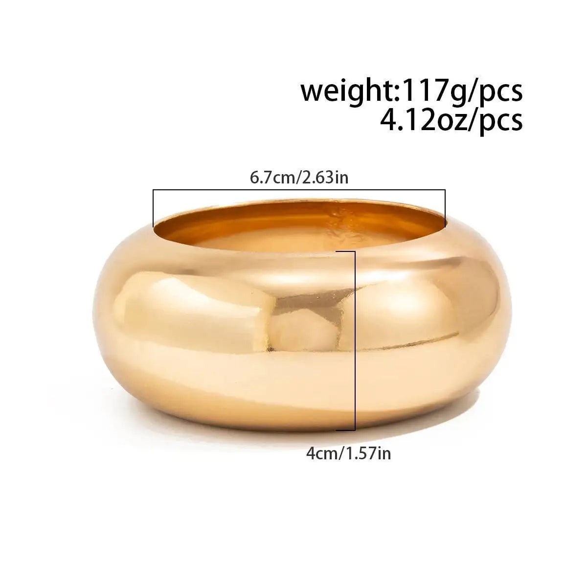 KunJoe Punk Smooth Metal Big Round Chunky Bangles for Women Exaggerated Geometry Glossy Wide Bracelet Party Wedding Hand Jewelry