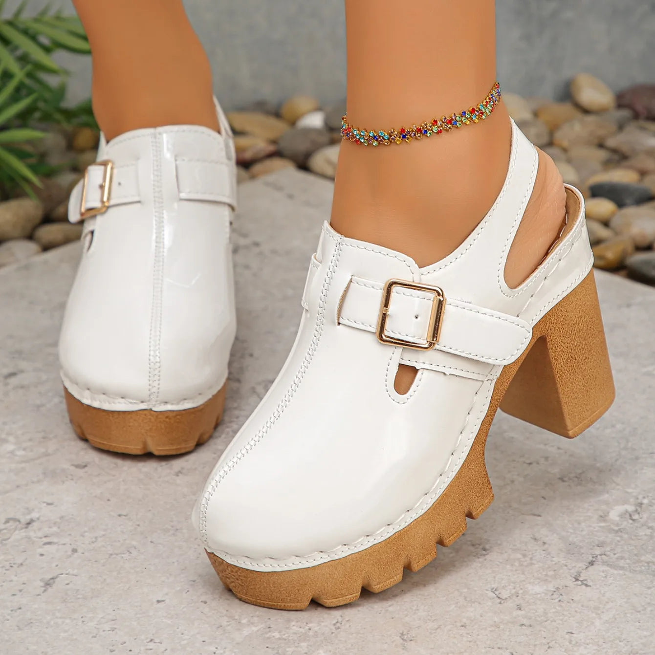 Super High Heels Sandals for Women Round Toe 2025 Summer Chunky Heel Comfortable Shoes Closed Toe Sophisticated Women's Shoes