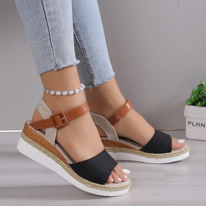 Fashion Shoes Women Sandals Wedge Shoes For Women Espadrilles Women's Sandals Non-Slip Retro Women Heels Female Footwear