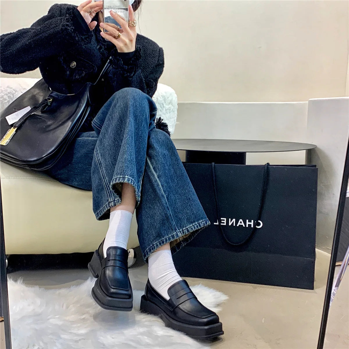 2025 New Women'S Shoes Low Heel Loafers Casual Ladies Slip on Square Toe Shoes Female Elegant Fashion Shoes Zapatillas Mujer