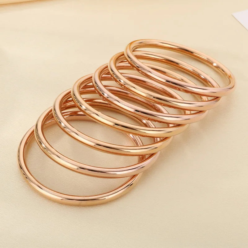 7/PCS Simple Spherical Surface Stainless Steel Bangle For Women Men Wedding Party Bracelet Famale Trendy Jewelry Christmas Gifts