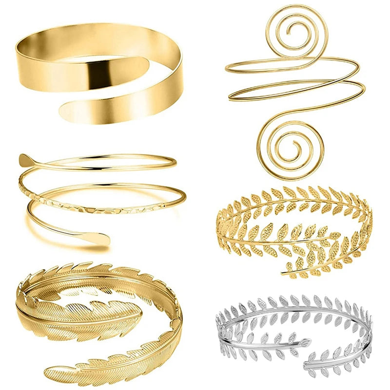Fashion Arm Bracelet for Women Girls Mental Open Upper Arm Bangle Bracelet Simple Adjustable Armlet Armband
