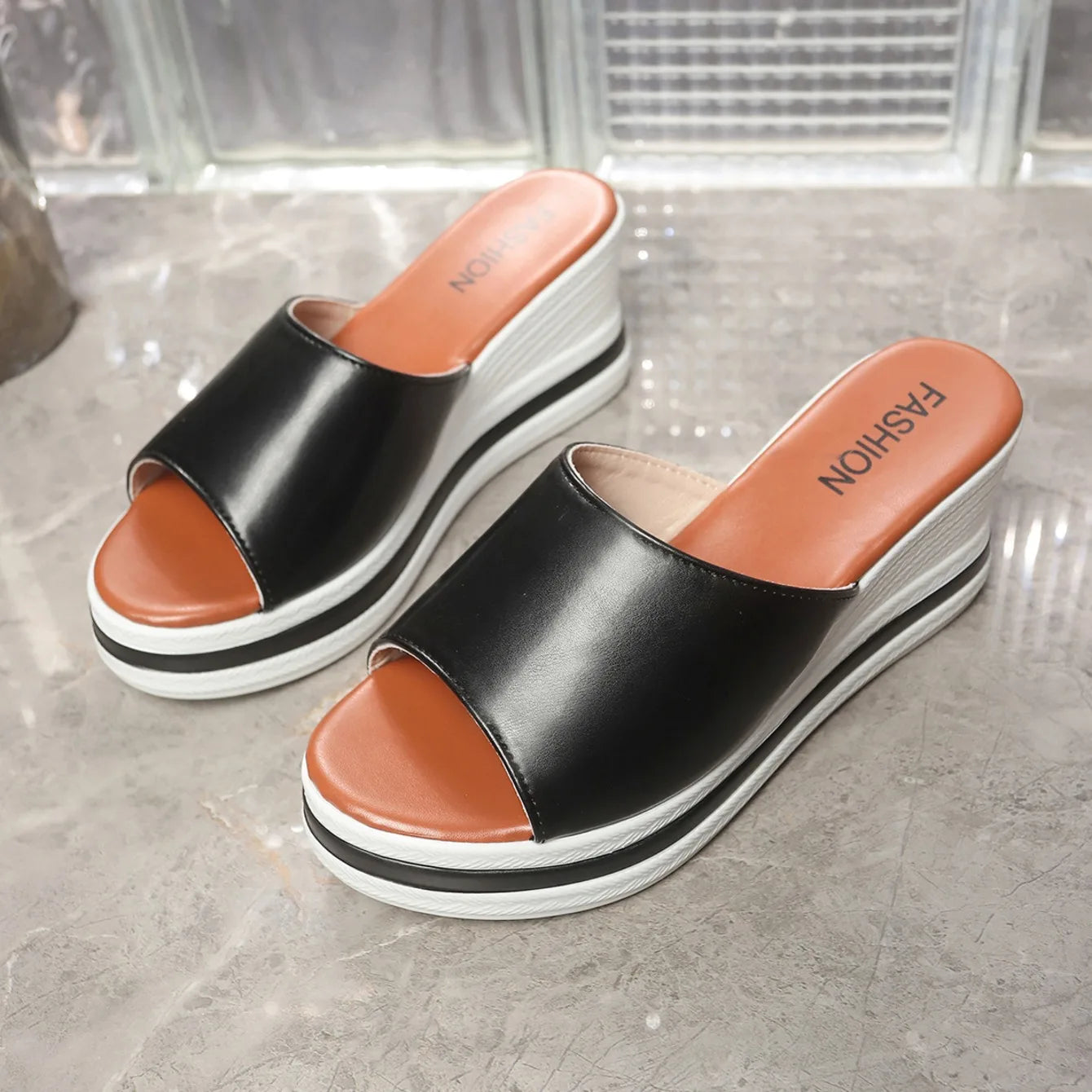 Women Sandals 2025 Retro Wedge Sandals Fish Mouth High Heels Shoes Women Thick Bottom Large Size Women Shoes Zapatos De Mujer