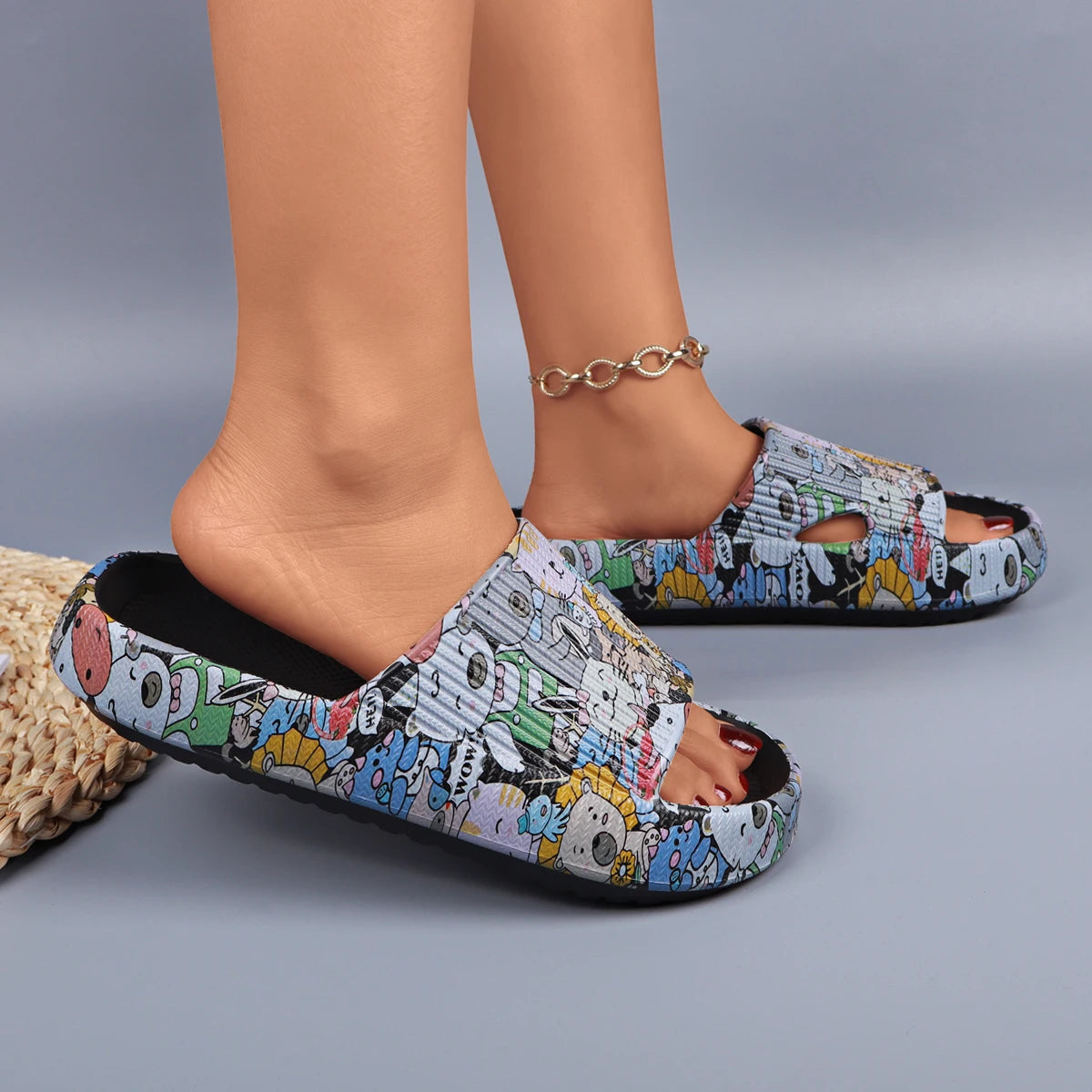 women's summer shoes indoor wear slippers from home platform sandals open toe anti-slip shower slides