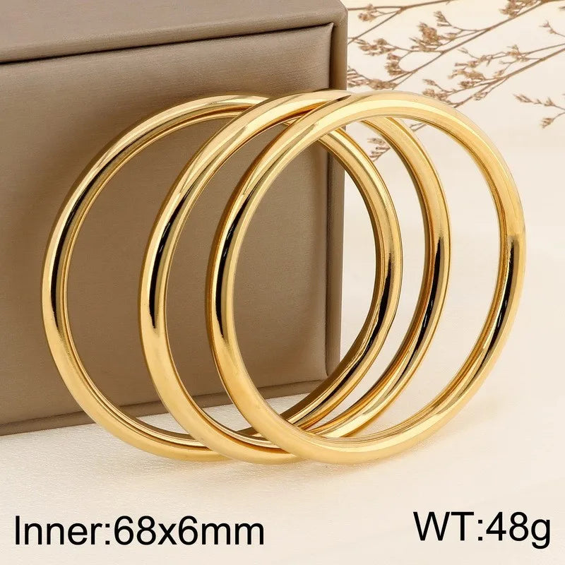7/PCS Simple Spherical Surface Stainless Steel Bangle For Women Men Wedding Party Bracelet Famale Trendy Jewelry Christmas Gifts