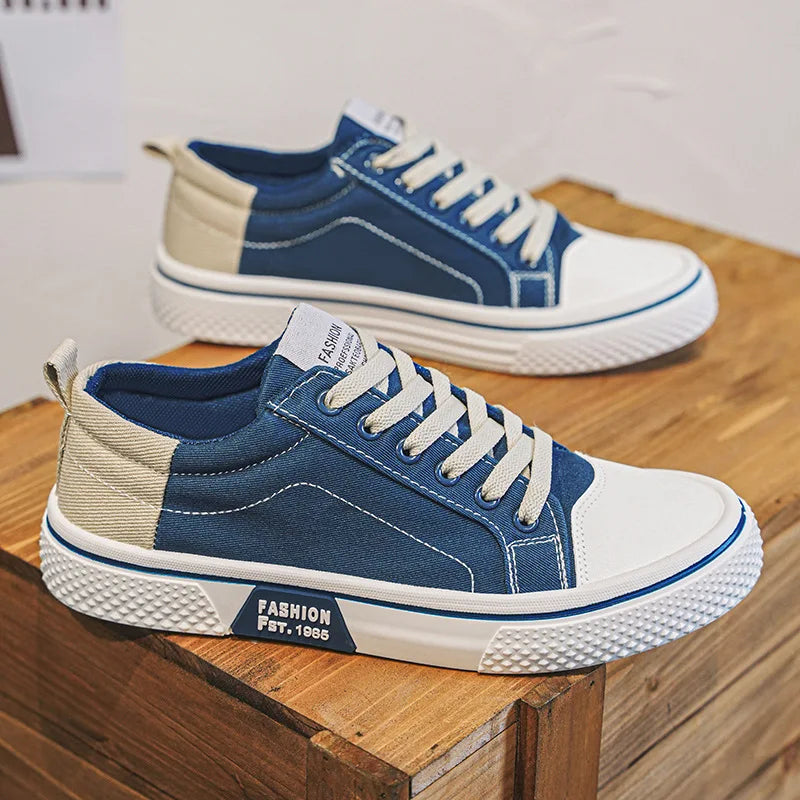 Mens Breathable Canvas Skate Shoes Soft Sole Casual Sneakers Trendy Versatile Lightweight Non-Slip Slip-On Sports Footwear 37-48