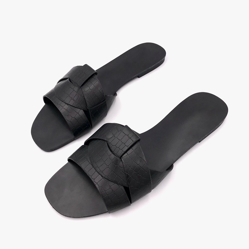Women Outdoor Summer Sandals 2024 Ladies Beach Slides Flip Flops Fashion PU Leather Open Toe Female Sandal Woman Shoes