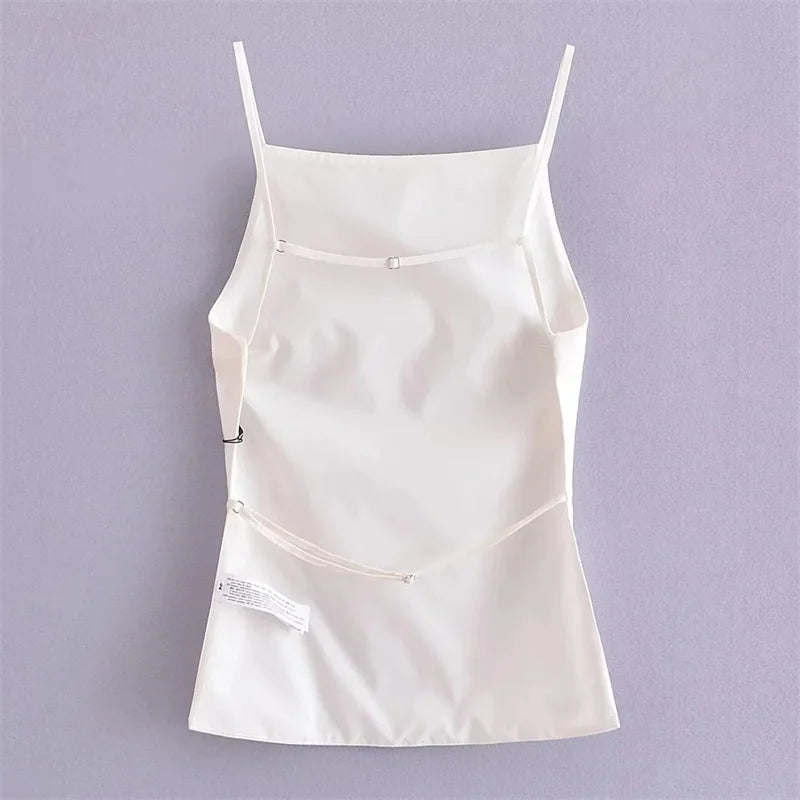 MUJER Black Backless Top Female Sleeveless White Crop Top Women Summer Sexy Tops Woman Party Women's Evening Top With Straps