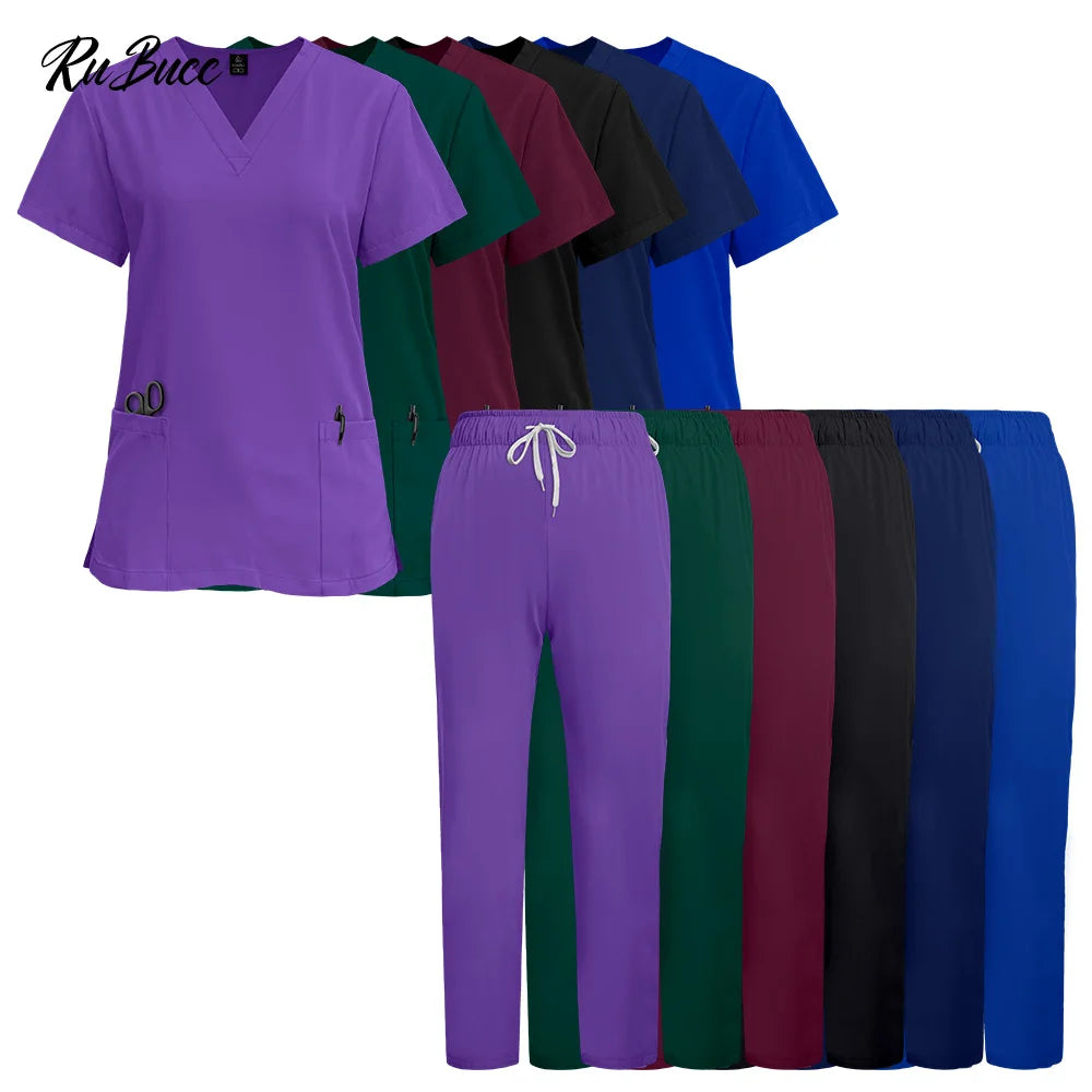 Scrubs Medical Unifroms Women Surgical Nursing Clothes V Neck Hospital Doctor Workwear Pet Clinic Veterinary Overalls Wholesale