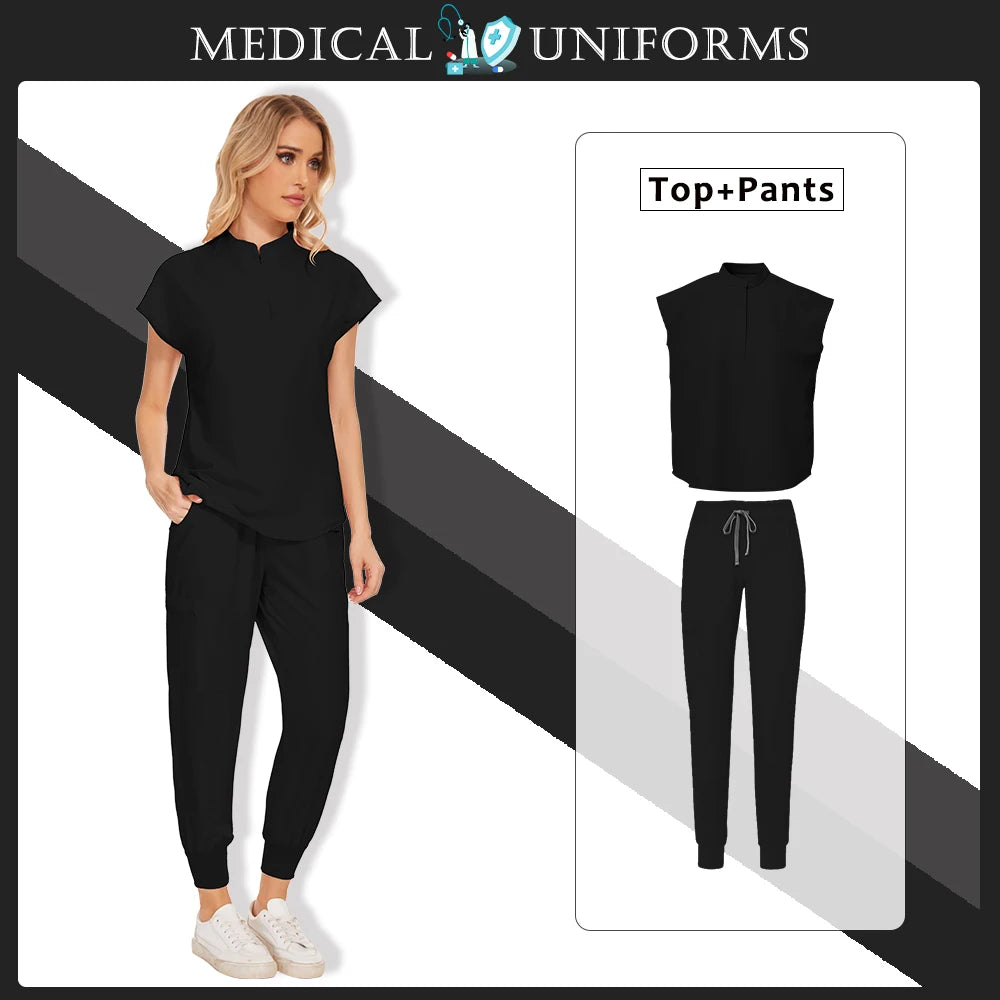 Scrubs Clinical Uniforms Woman Hospital Work Clothes Dental Clinical Workwear Joggers Pants Suit Medical 2 Piece Set Beauty Wear