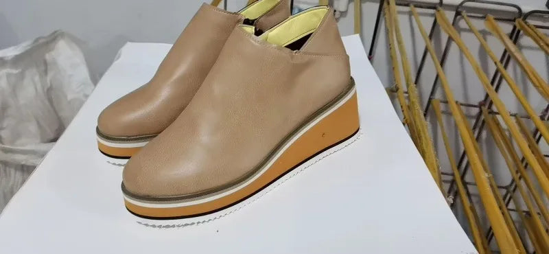 2025 New Women's Boots Designer Wedge Platform Boot Fashion Zipper Ankle Boots for Women Pu Leather Casual Boots Botas De Mujer