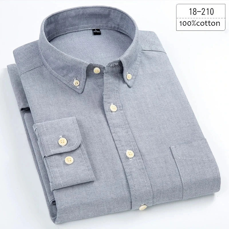 New in shirt plus size 8xL long-sleeve 100%cotton shirts for men slim fit formal plain shirt soft white black office clothes