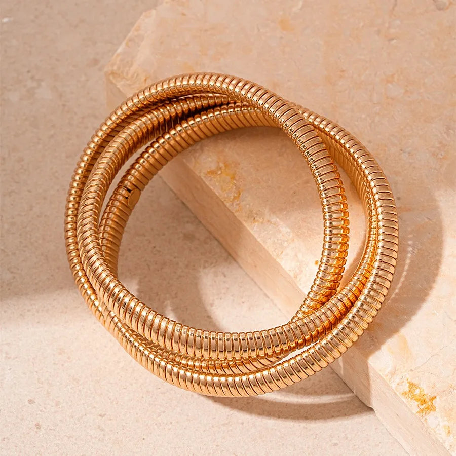 Golden Rock Geometric Metal Wide Open Bangles Statement Large Spring Cuff Bracelets Unisex Massive Party Jewelry Gifts New F