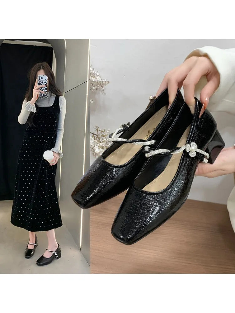 New Women's Shoes Spring and Autumn Shoes Thick Heel Single Shoes Fashionable and Comfortable Shoes Zapatillas Mujer