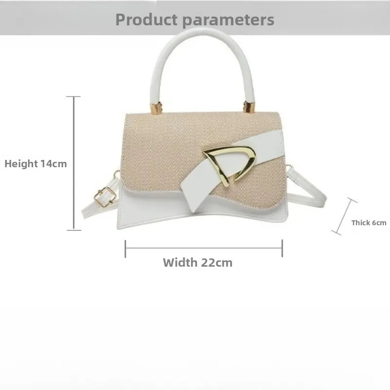 Women's Bags, Hand-held Spliced Contrasting Crossbody Bag, Fashion and Versatile Simple Casual Single Shoulder Small Square Bag