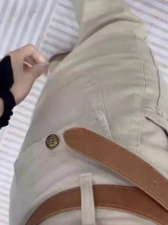 High Waist Thin Denim Jeans Women's plus Size Harem Straight Leg Casual Pants Spring 2025 Style Versatile High Waist Crop Jeans