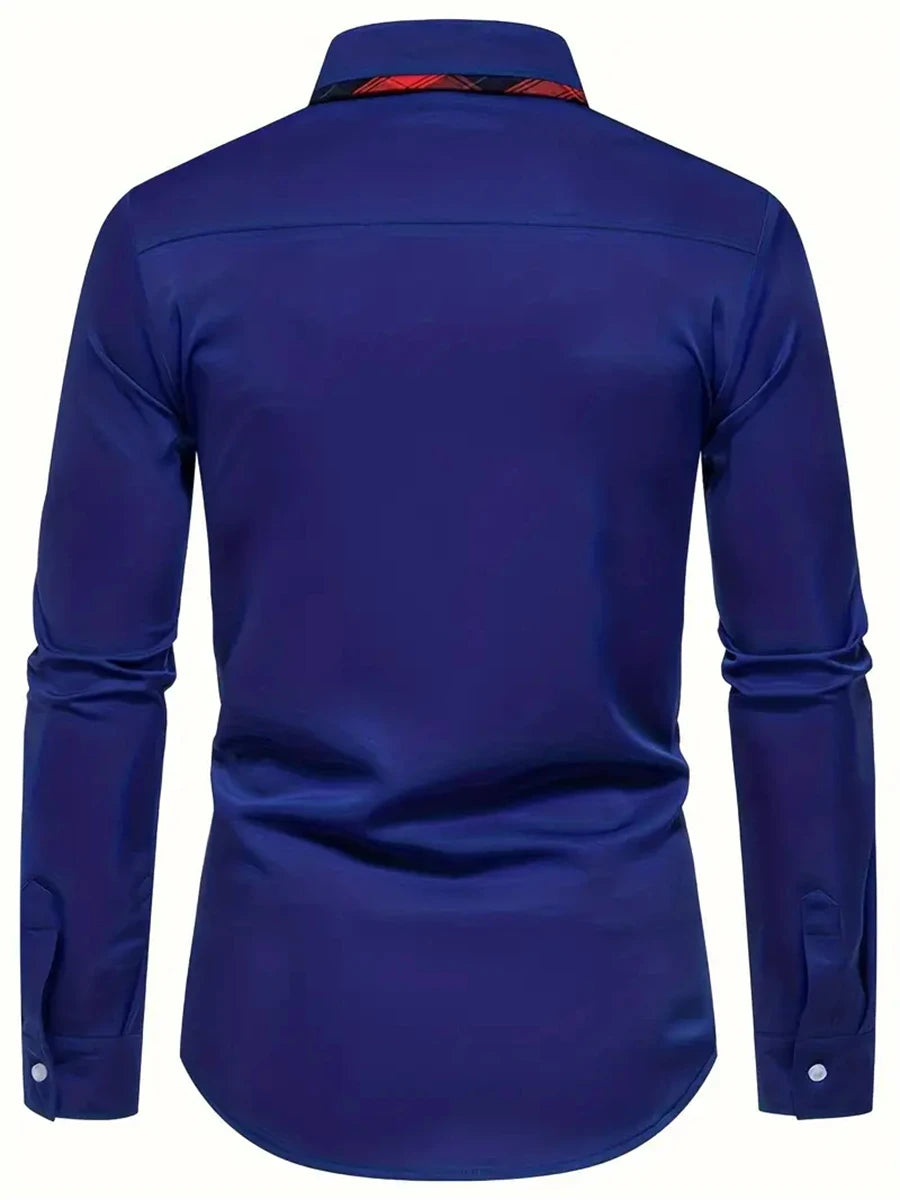 Three-color men's Solid Color Shirt Long Sleeves multi-button Business Casual Comfortable high-quality Lapel men's Tops