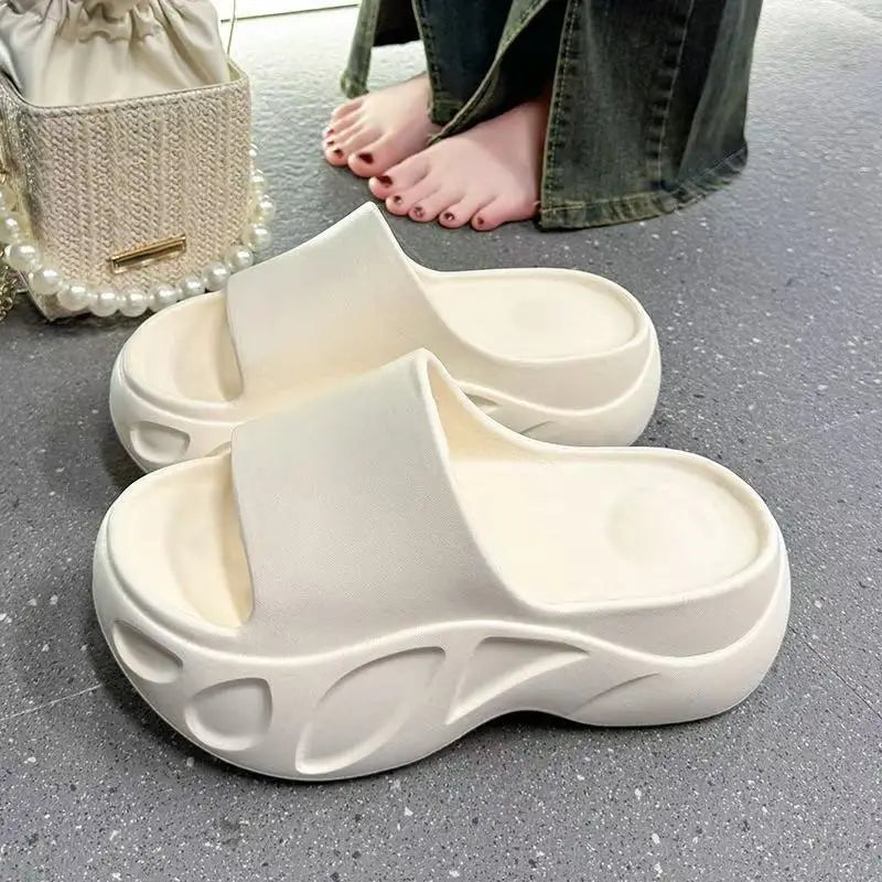 2025 New Women Sandals Women Slippers Black Wedge Platform Open Toe Women Orthopedics Thick Bottom Beach High Heels Slides