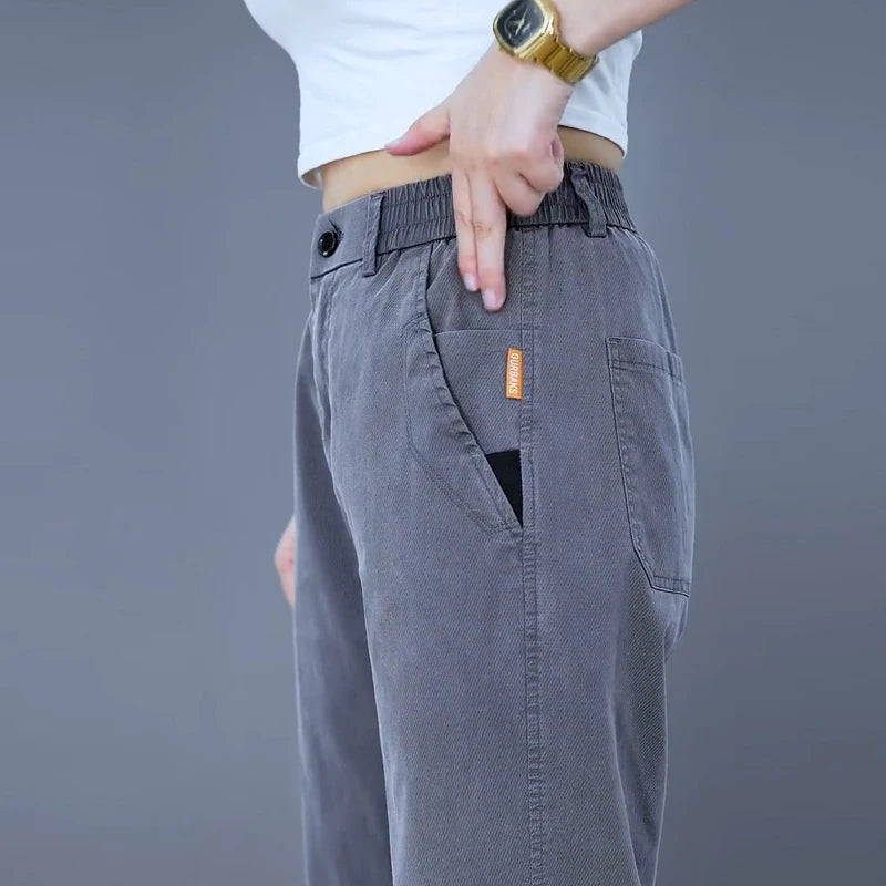Tensi Casual Jeans Men's 2025 New Loose Straight Long Pants Summer Thin Sports
