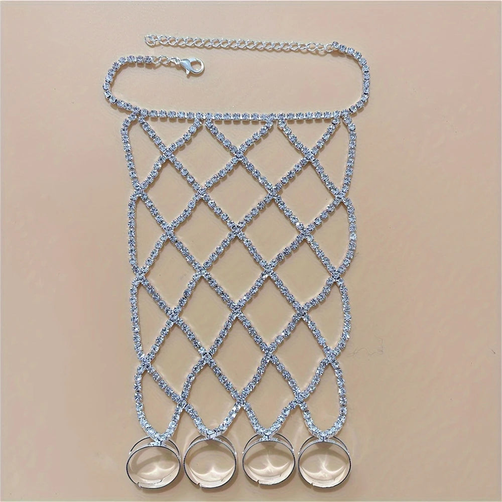 Women's Exquisite Luxury Fashion Crystal Bracelet Jewelry Weaving Wedding Shining New Style Finger Linking Christmas Gift Jewelr