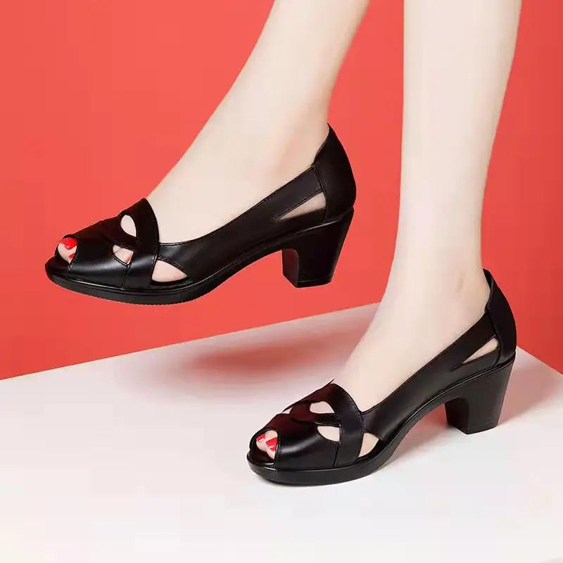 Women's Platform Heels Sandals Female Breathable Leisure Sandals Suitable for Shopping Indoor Walking