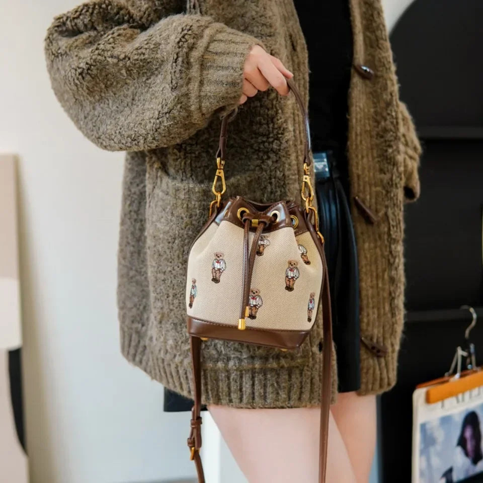 Drawstring Bucket Bag Large Capacity Women's Handheld Crossbody Messenger Bag Large Capacity Handheld Shoulder Armpit Bag