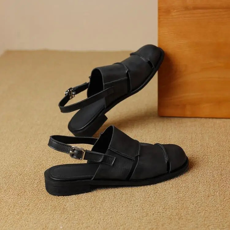 Women Sandals 2026 new Hollow Breathable Comfortable Soft Sole Low Heel Slingback Shoes Summer Fashion Versatile Casual Sandals