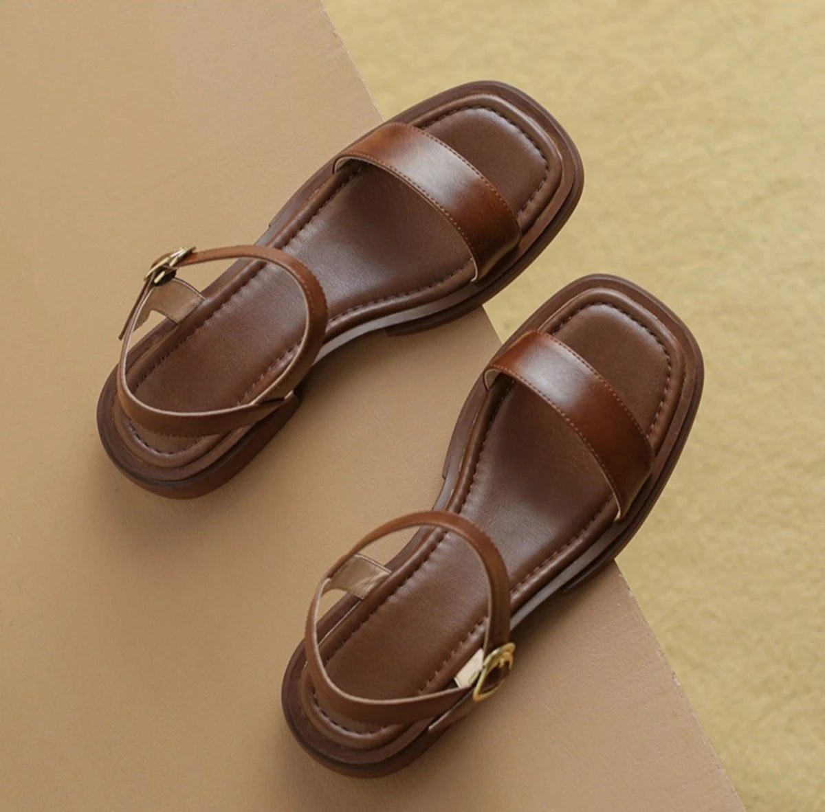 2025 Summer Women Sandals Low Heels Basic Genuine Leather Office Plus Size 35-42 Ladies Casual Outdoor Concise Woman Shoes